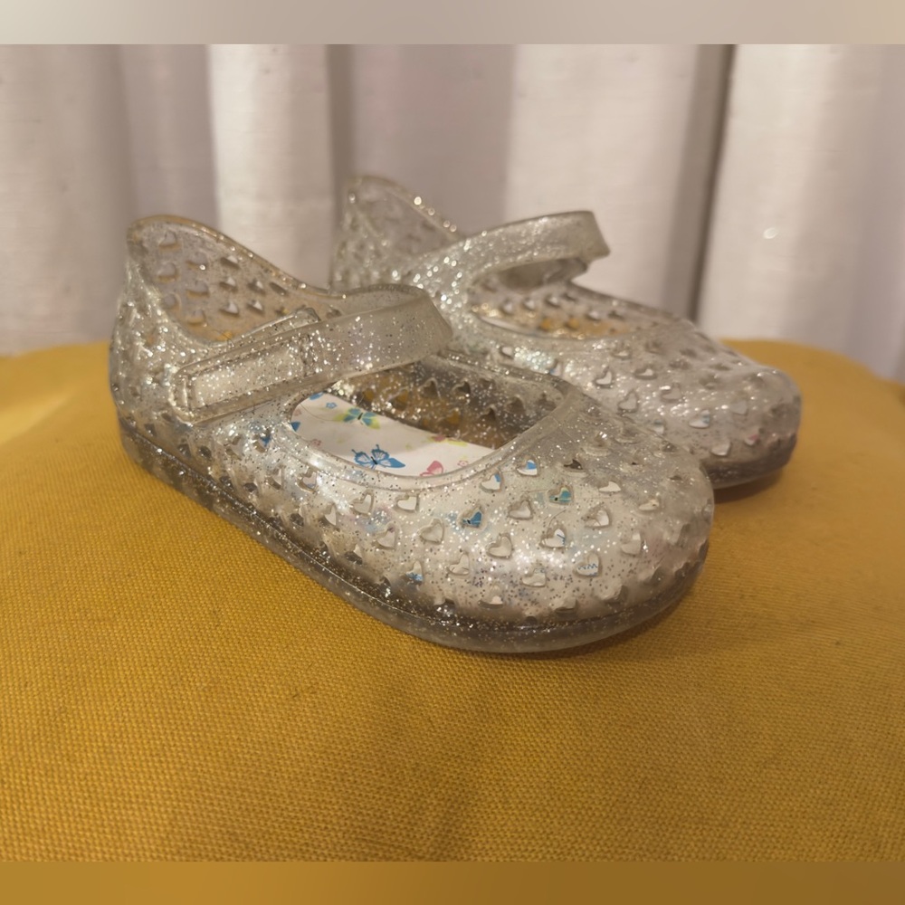 wonder nation Clear Glitter Jelly Mary Jane Shoes with Butterfly Print